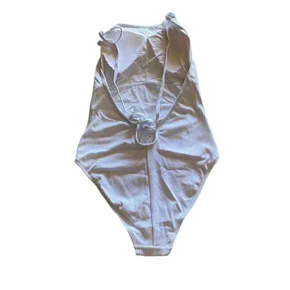 Andie THE PALOMA RIB White One Piece Adjustable Straps Padded  Suit SZ L #1437 - Picture 5 of 12
